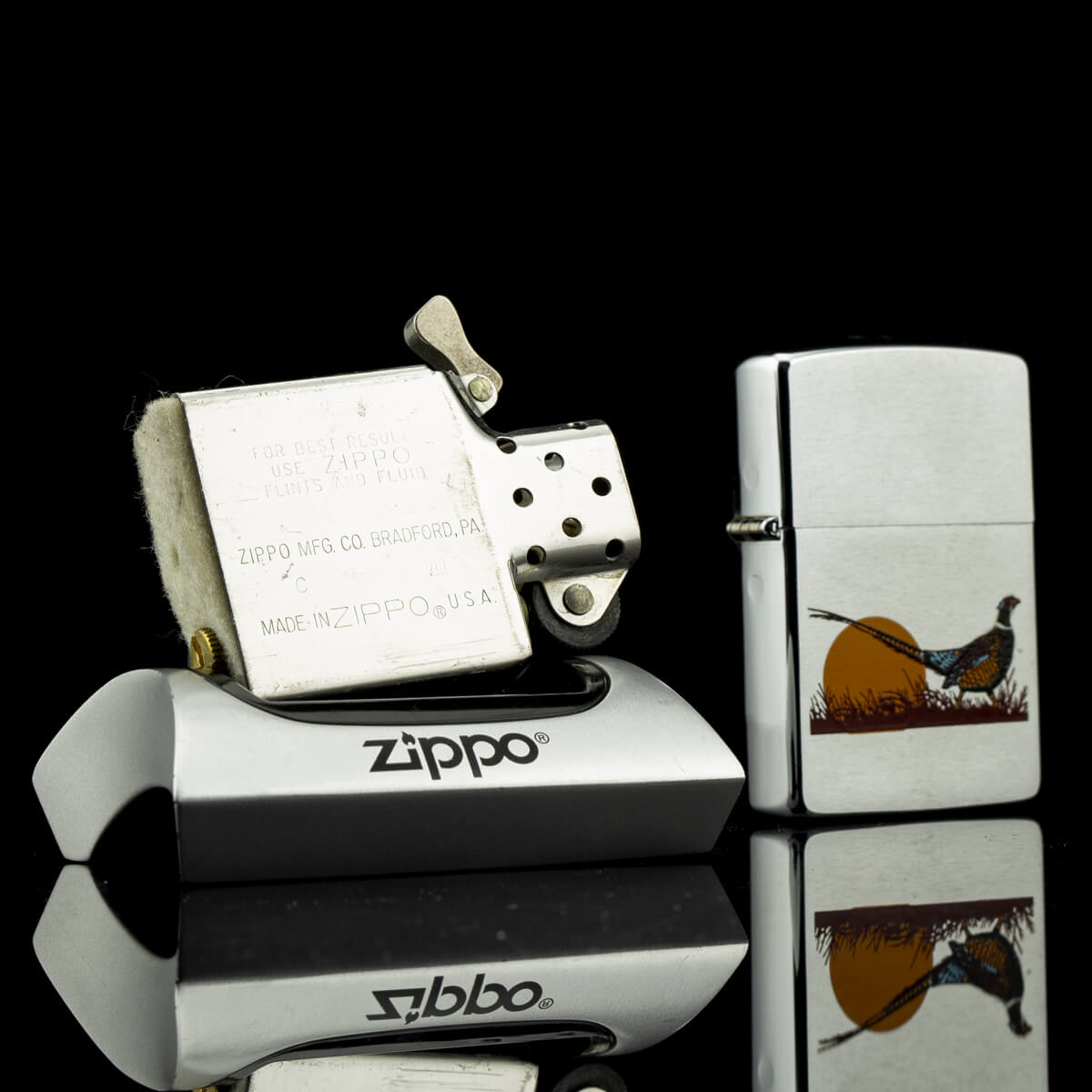 bat-lua-zippo-pheasant-brushed-chrome-viii-1992-ga-loi-qua-tang-tan-gia