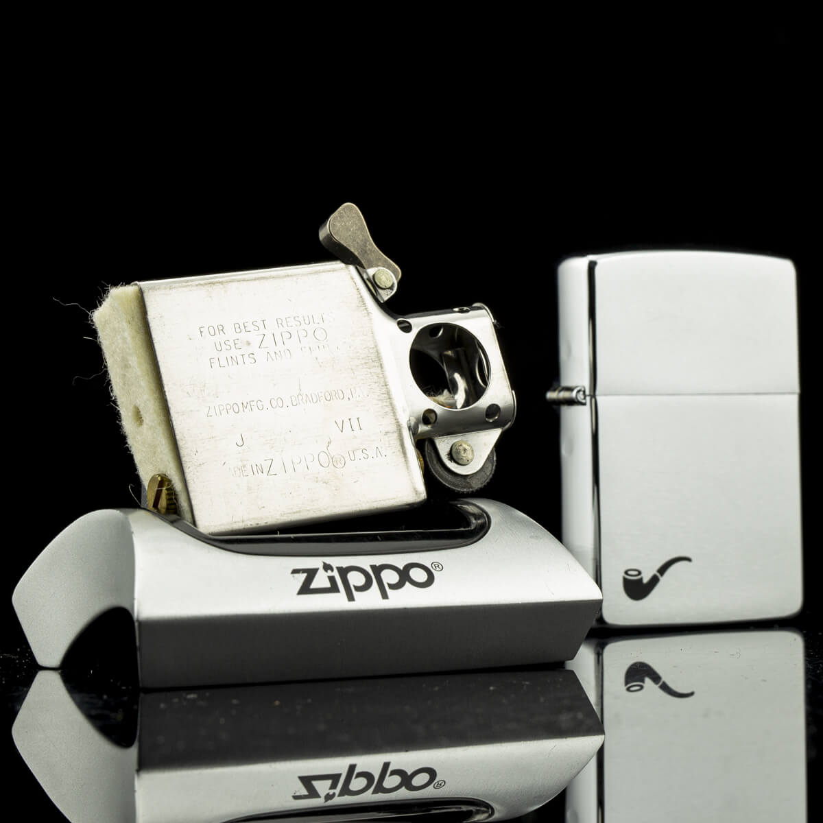 bat-lua-zippo-pipe-brushed-chrome-1992-viii-tau-trang-nham-zippo-buong-dot-2-lo