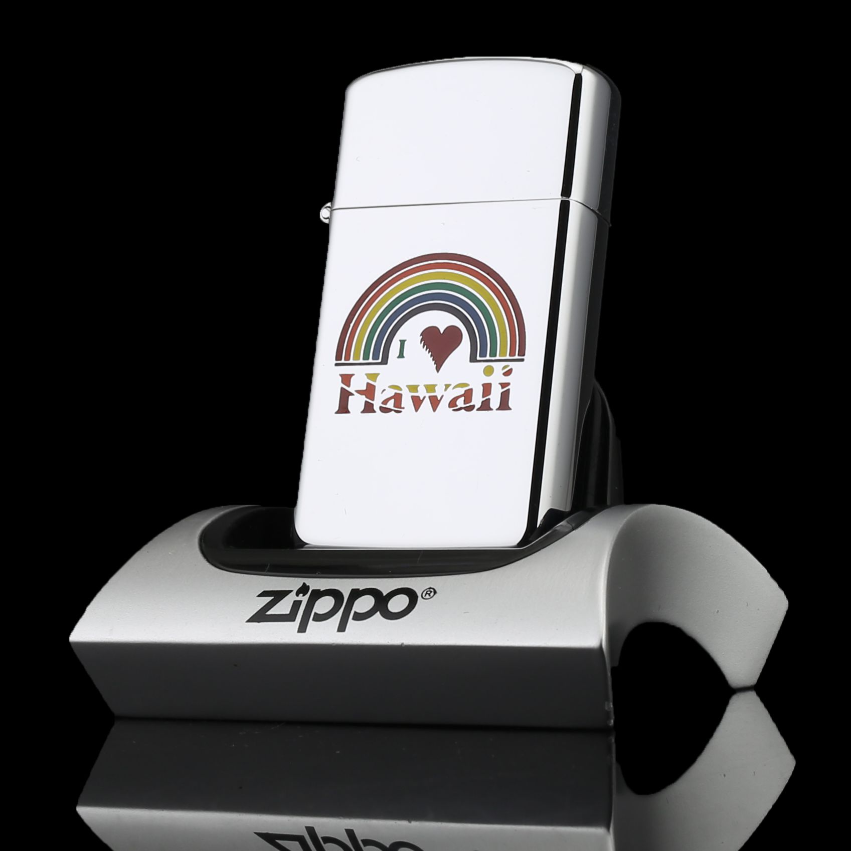 Zippo Slim Cổ I Love Hawai 6 Gạch 1984 cao cấp