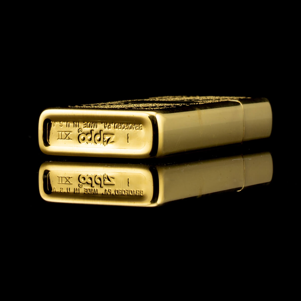 bat-lua-zippo-slim-gold-plated-swirl -xii-1996-loai-nho-ma-vang-22K-size-nu