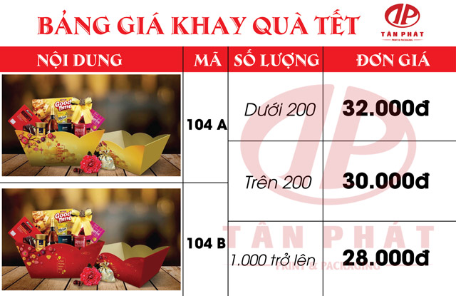 Bảng giá khay đựng quà tết bán sẵn gia rẻ cho tết 2022