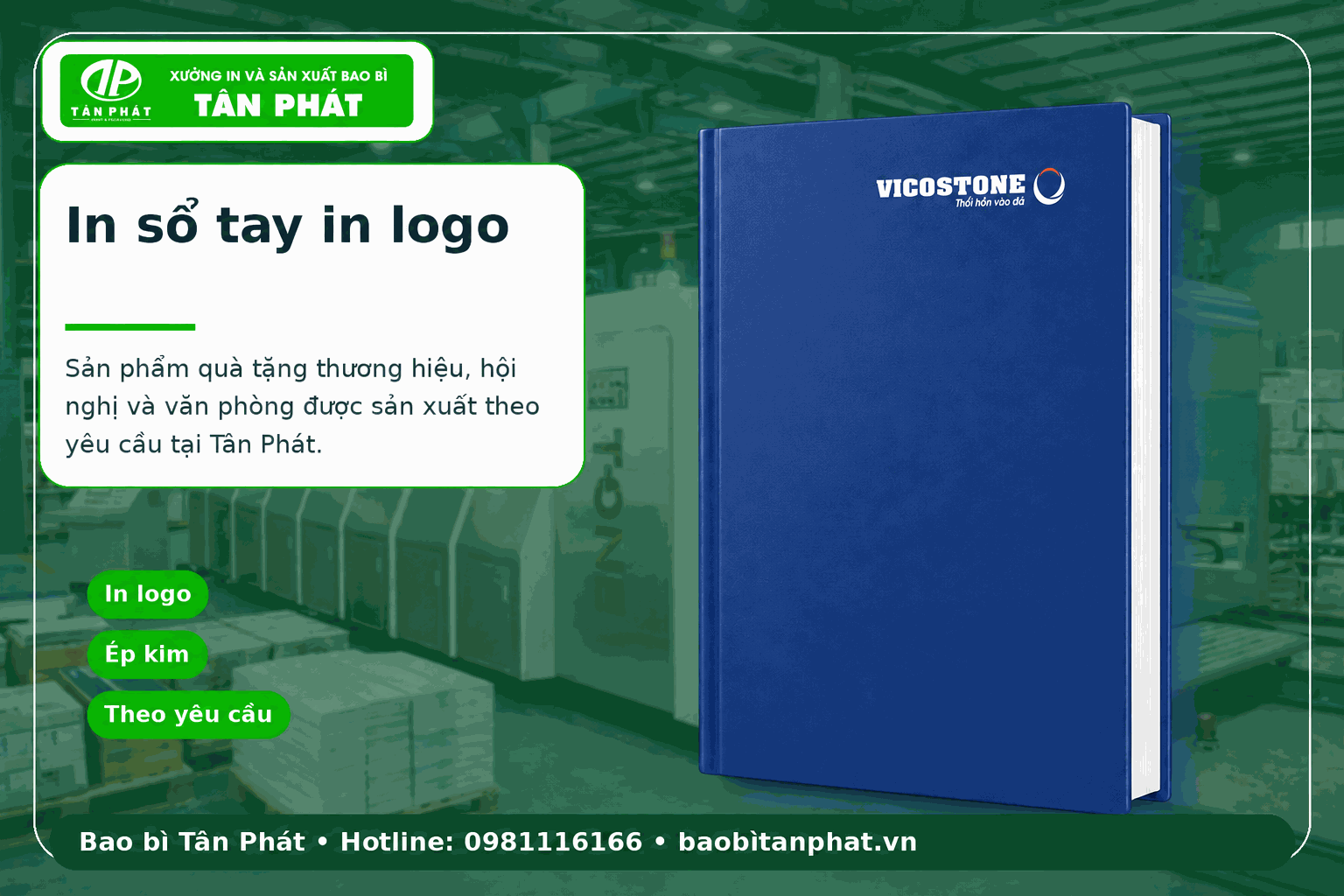 Mẫu in sổ tay in logo thương hiệu tại Bao bì Tân Phát