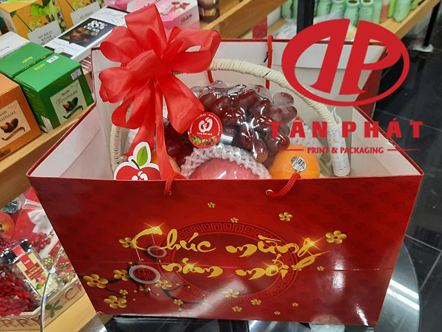 Túi đựng quà tết bán sẵn đựng giỏ bánh hoa quả