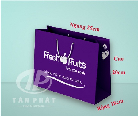 Túi giấy đựng hoa quả bán sẵn size nhỏ màu tím