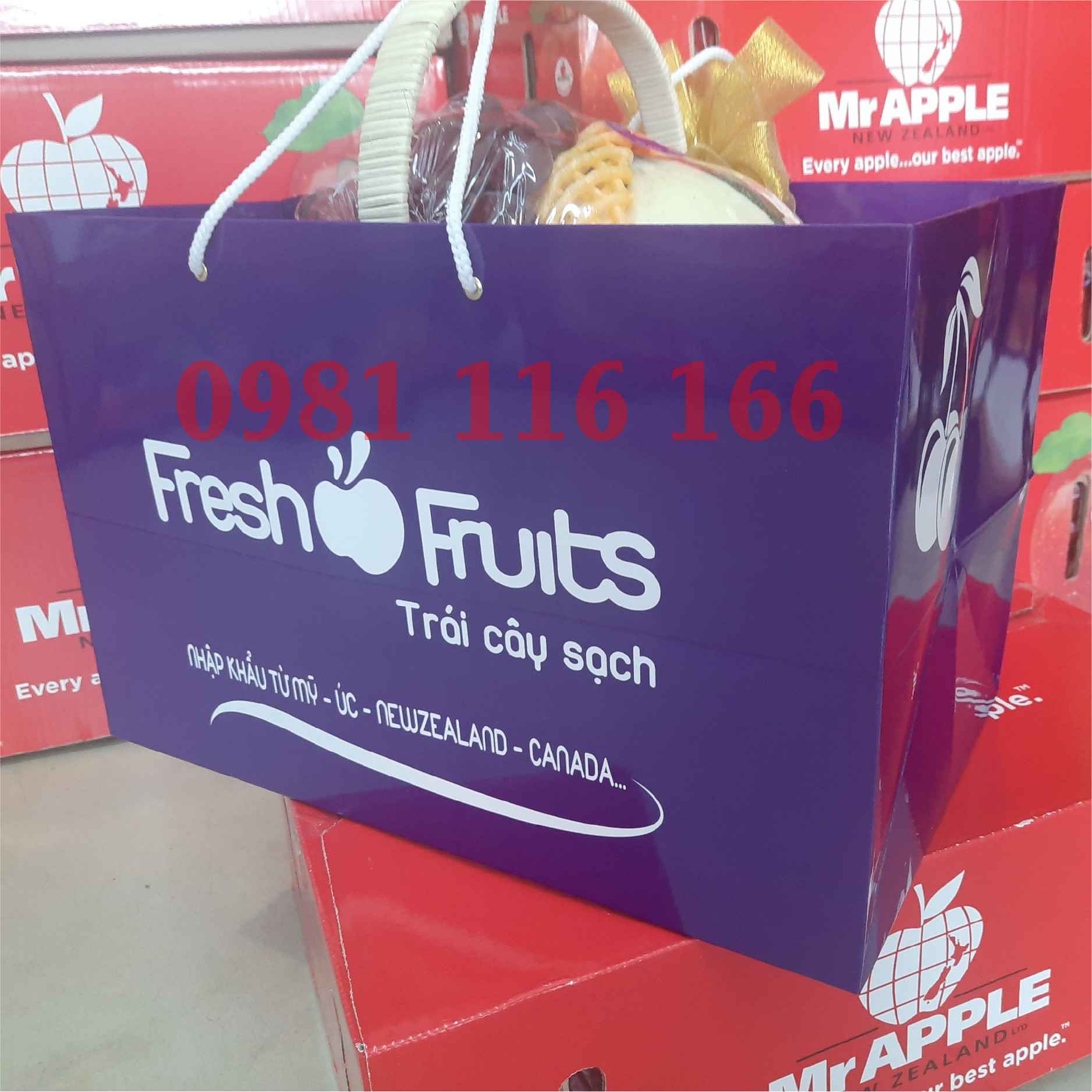 Túi đựng giỏ trái cây màu tím