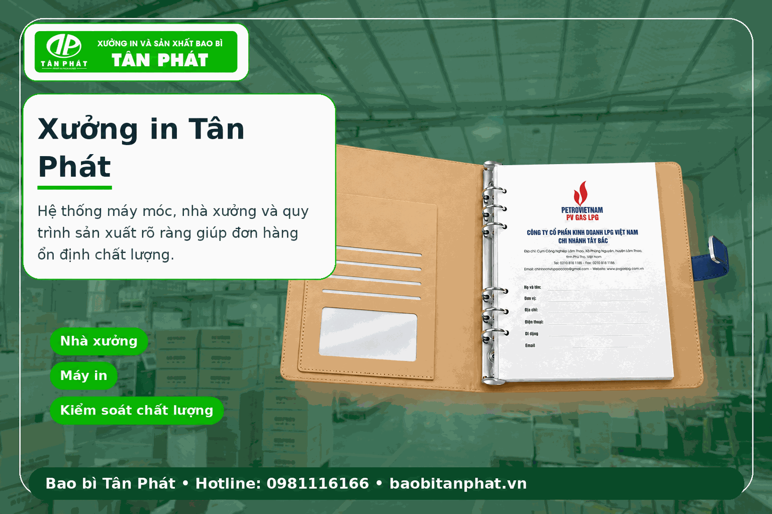 Xưởng in sổ tay in logo theo yêu cầu tại Bao bì Tân Phát