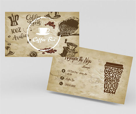 Mẫu card visit quản lý quán cafe