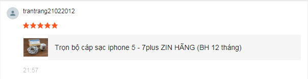 khách hàng đánh giá Bộ Cáp Sạc Iphone 5 - Iphone X Zin Foxcom