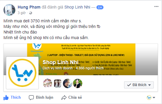 đánh giá sản phẩm dell vostro 3750 của khách hàng tại linhnhishopping