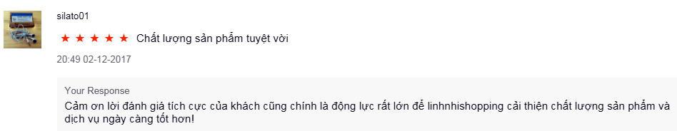 khách hàng đánh giá sản phẩm tai nghe iphone 4s tại linhnhishopping