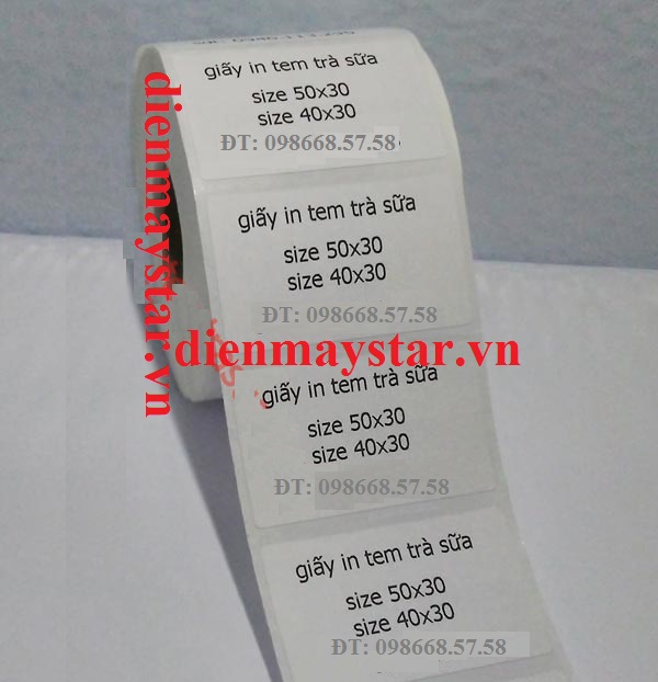Giấy in tem trà sữa 40x30mm