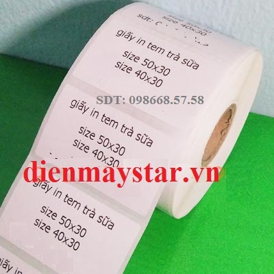 Giấy in tem trà sữa 50x30mm