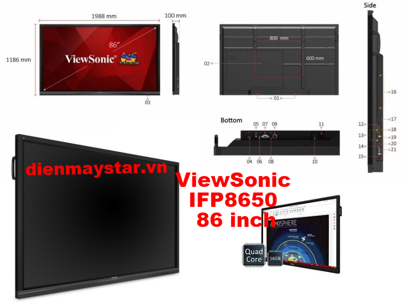 Màn hình tương tác ViewSonic IFP8650 86 inch