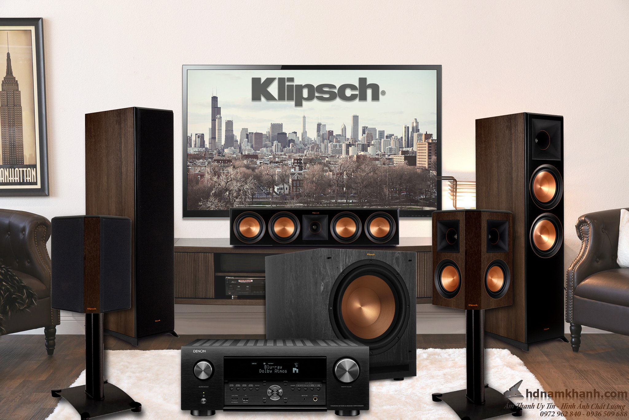 Bộ 5.1 Amply Denon X4500H + Loa 5.1 Klipsch 8000F