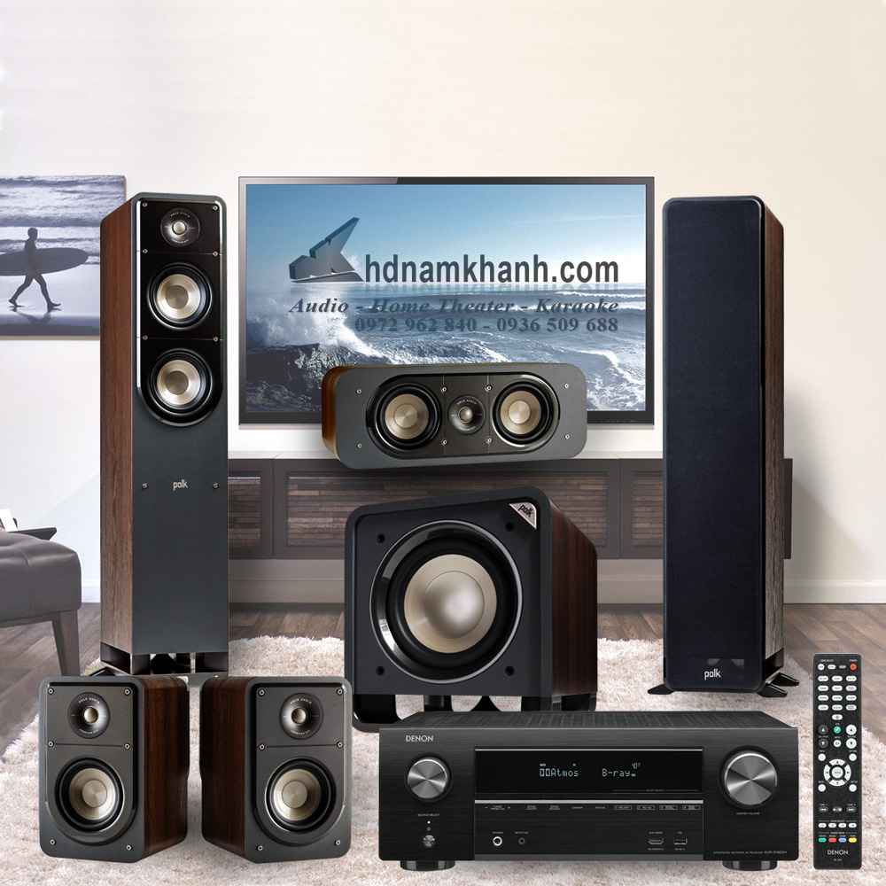 Bộ Âm thanh 5.1 Amply Denon X1600H + Bộ 5.1 Loa Polk S50