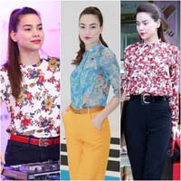 Hồ Ngọc Hà trung thành với sơ mi họa tiết hoa rực rỡ