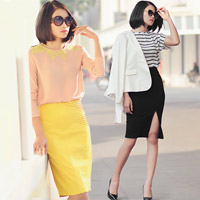Phối váy bút chì đẹp trong ngày đông có nắng
