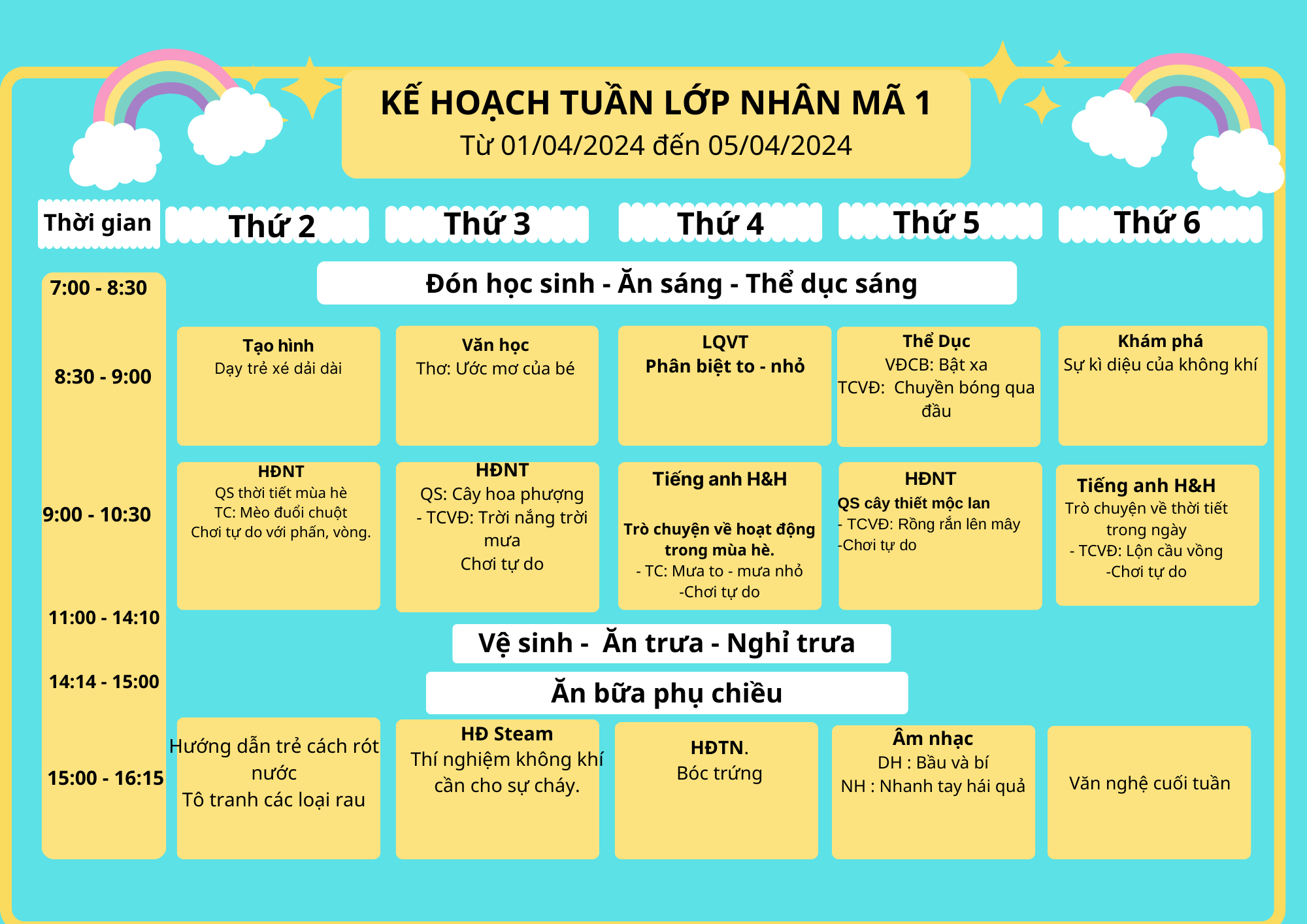 Chương trình học tháng 4/2024 lớp Nhân Mã 1