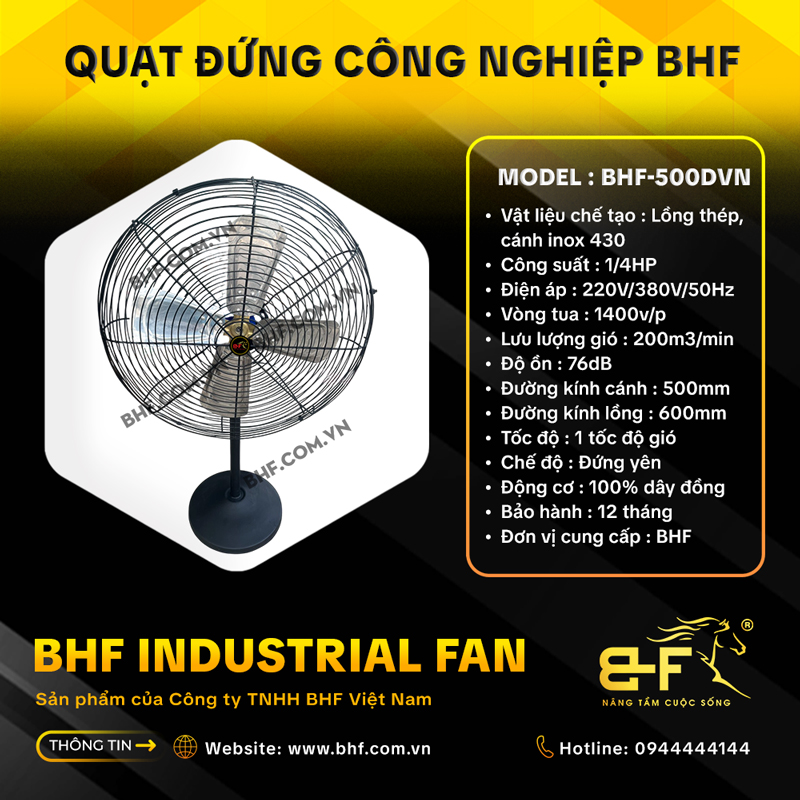 Quạt Treo Công Nghiệp BHF-500DVN 1/4HP (Lồng Thép - Cánh Inox) 5