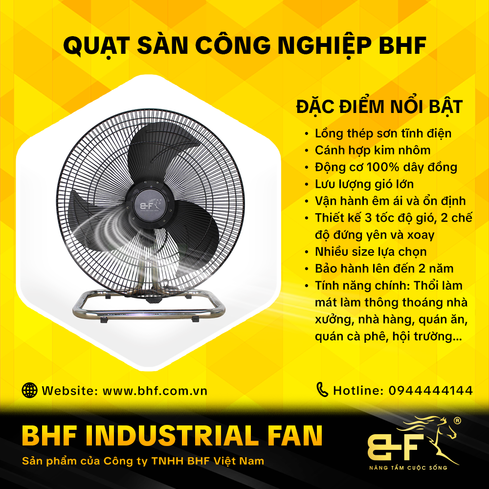 Quạt Sàn, Quạt Chân Quỳ Công Nghiệp BHF Chất Lượng Cao (Giá Tốt Nhất)
