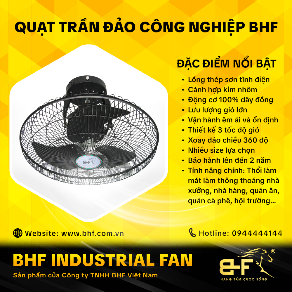 Quạt Trần Đảo Công Nghiệp Thương Hiệu BHF (Công Suất Lớn - Độ Ồn Thấp)