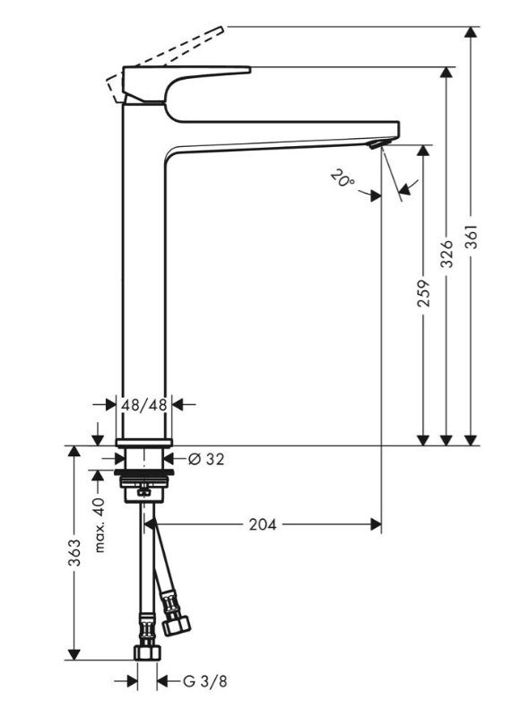 Vòi lavabo Hansgrohe Metropol 260