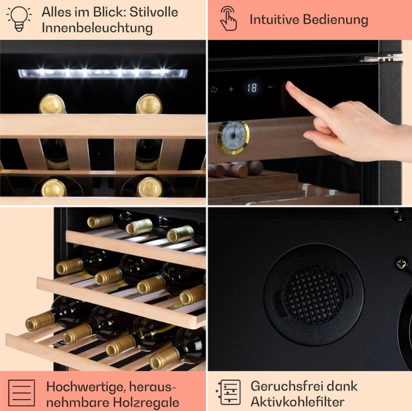 Tủ bảo quản Cigar và rượu vang Klarstein 108L