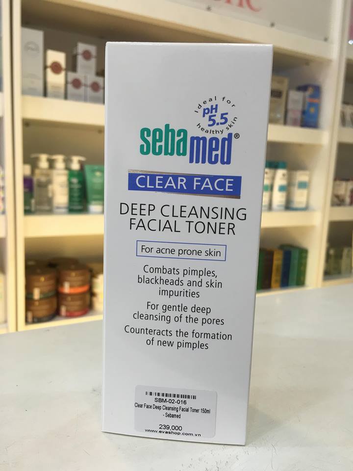 2.Nước hoa hồng cân bằng da, se khít lỗ chân lông Sebamed pH 5.5 Clear Face Deep Cleansing Facial Toner 