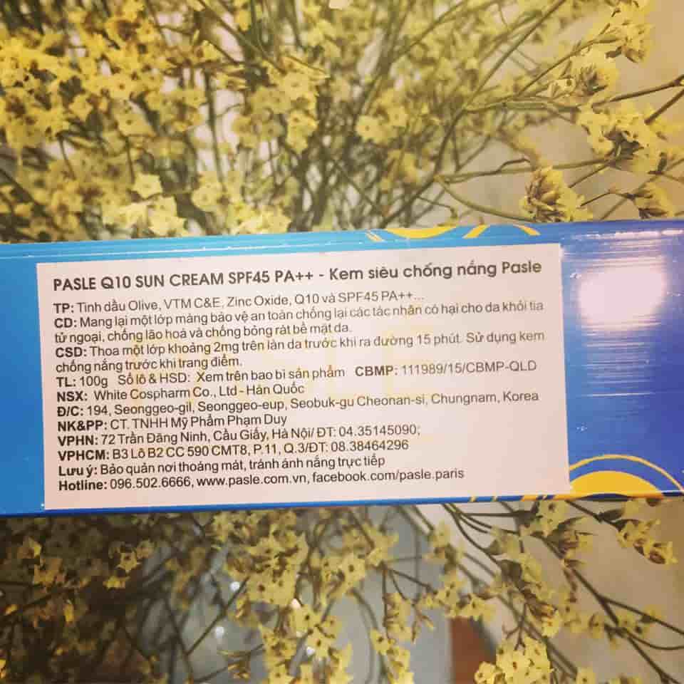 KEM SIÊU CHỐNG NẮNG - PASLÉ Q10 SUN CREAM SPF 45 PA++