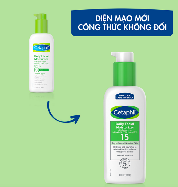 Kem dưỡng ẩm, bảo vệ da bạn ngày Cetaphil Daily Facial Moist SPF15 118ml