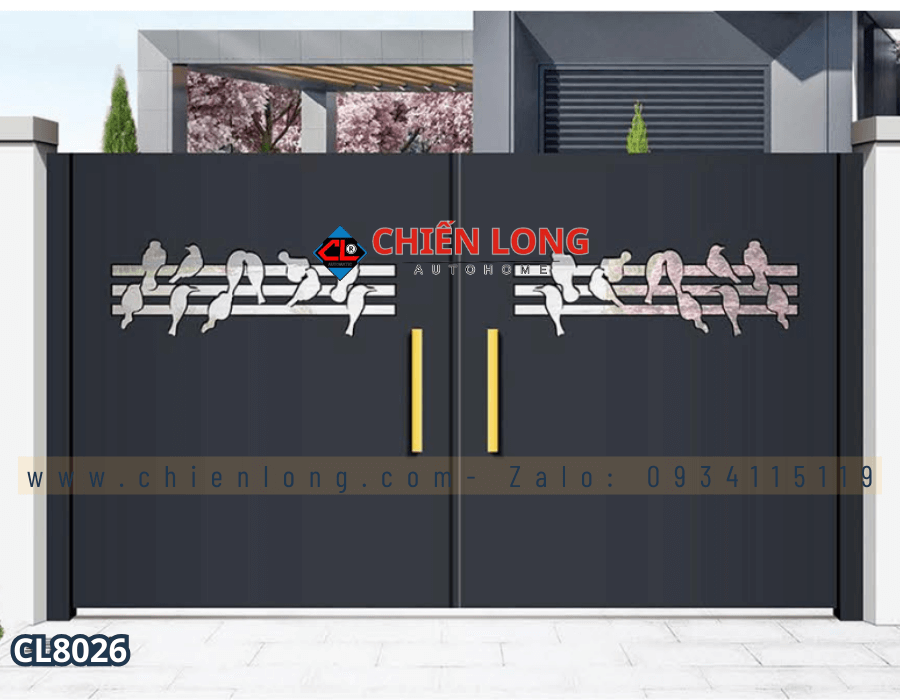 Cổng sắt hộp 2 cánh cao cấp cho biệt thự