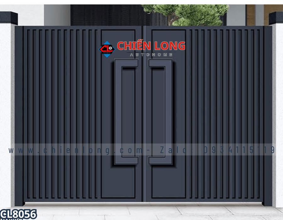 Cổng sắt hộp 2 cánh đẹp thiết kế hiện đại cho nhà phố