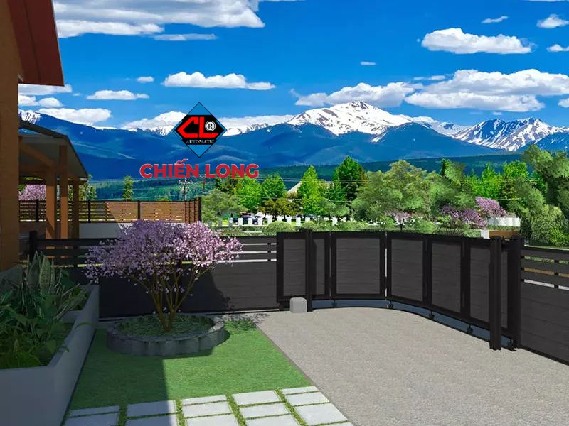 Cổng sắt lùa cong tự động giúp tối ưu không gian