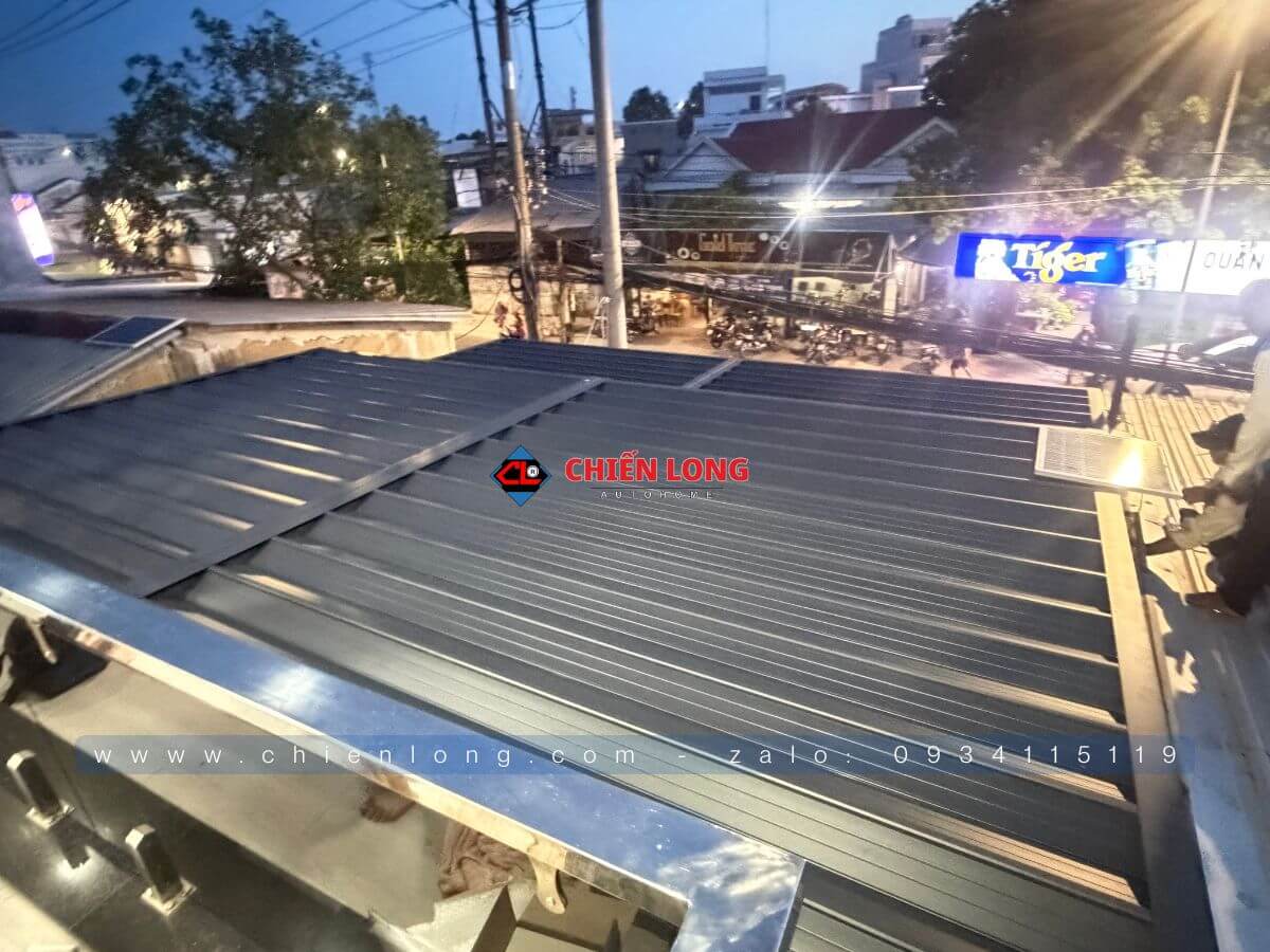 công trình mái nhôm tự động sang trọng tại Mỹ Tho Tiền Giang