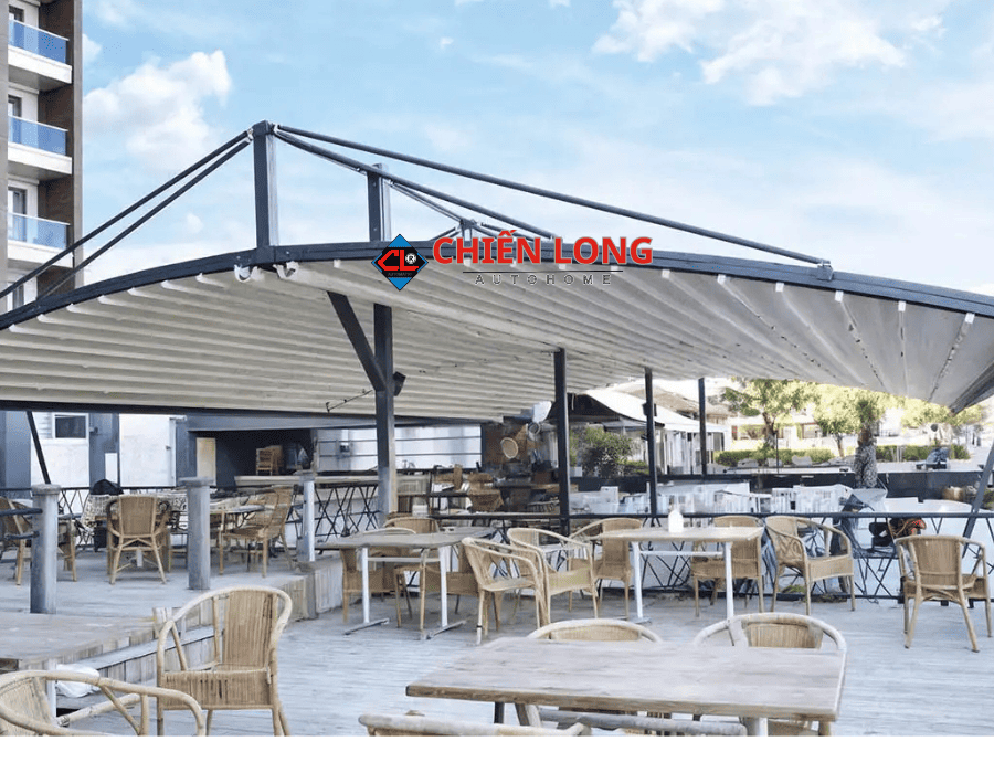 hệ thống mái che xếp tự động ngoài trời cao cấp