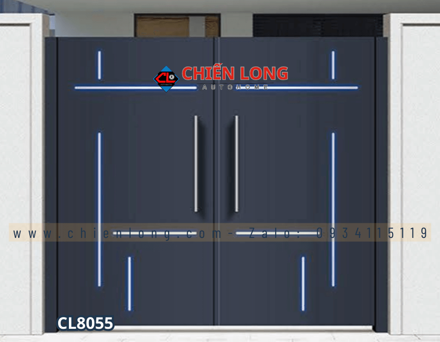 Mẫu cổng sắt hộp 2 cánh sơn tĩnh điện bền đẹp