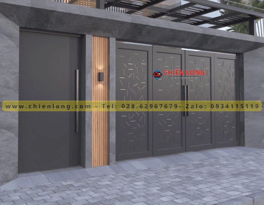 Thi công lắp đặt cổng sắt CNC 4 cánh