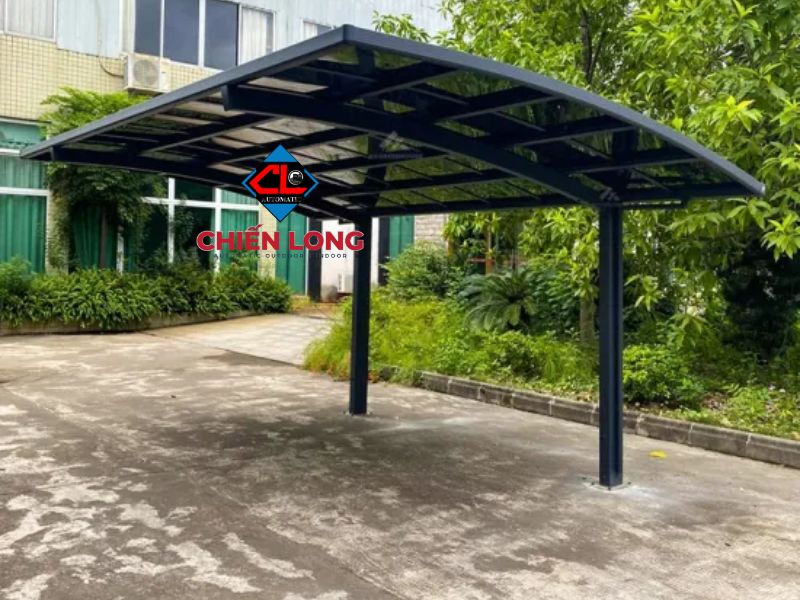 Mái che cố định hợp kim nhôm lệch một bên tăng tính thẩm mỹ cho không gian