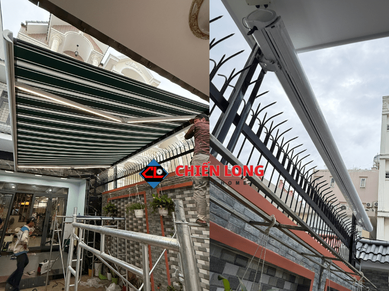 Mái hiên thông minh lắp cho biệt thự sân vườn