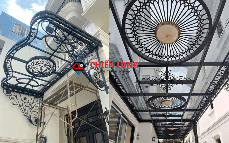 mái hiên sắt nghệ thuật