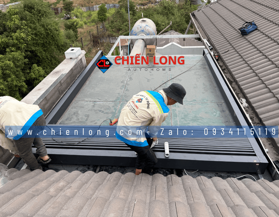Mái nhôm xếp trượt che mái kính chống nắng mưa hiệu quả Đồng Nai