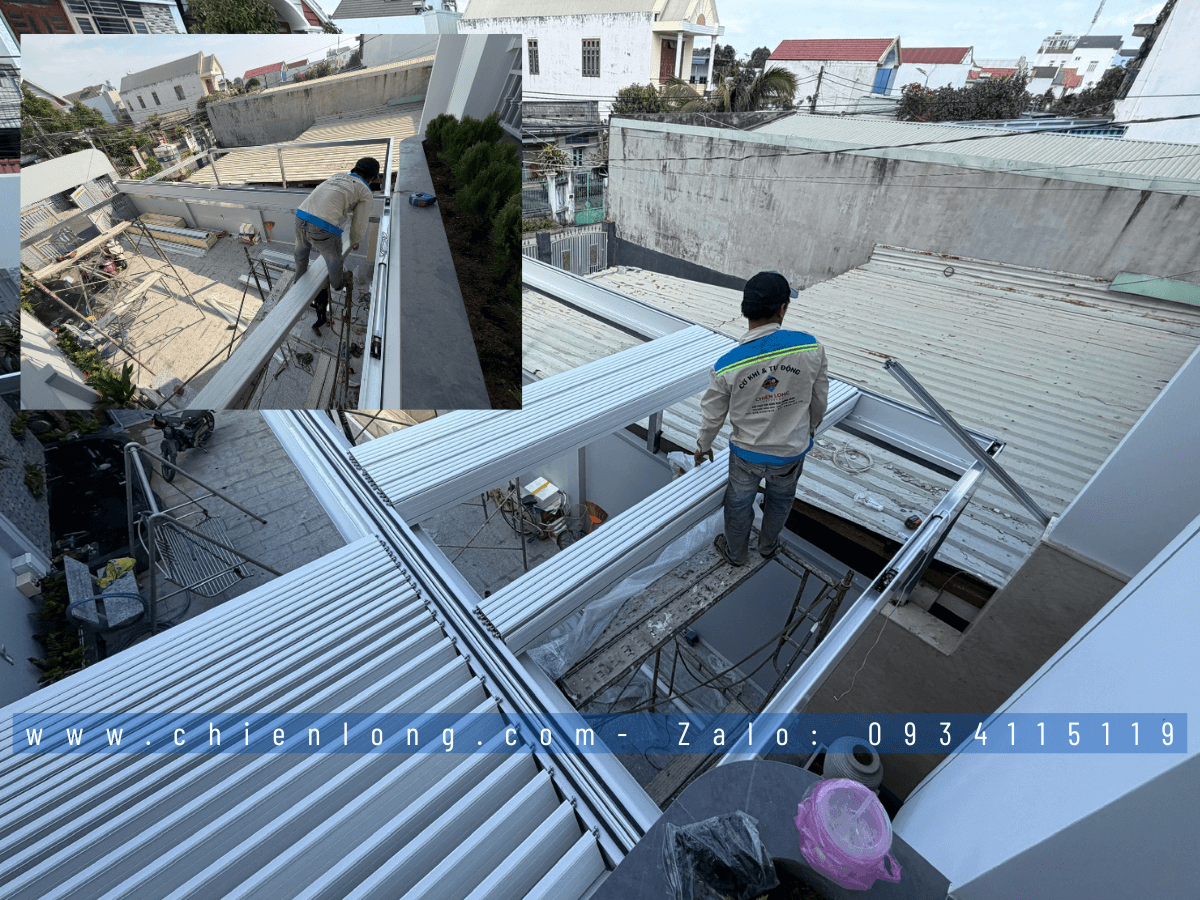 Mái nhôm xếp trượt Ziczac tự động cao cấp