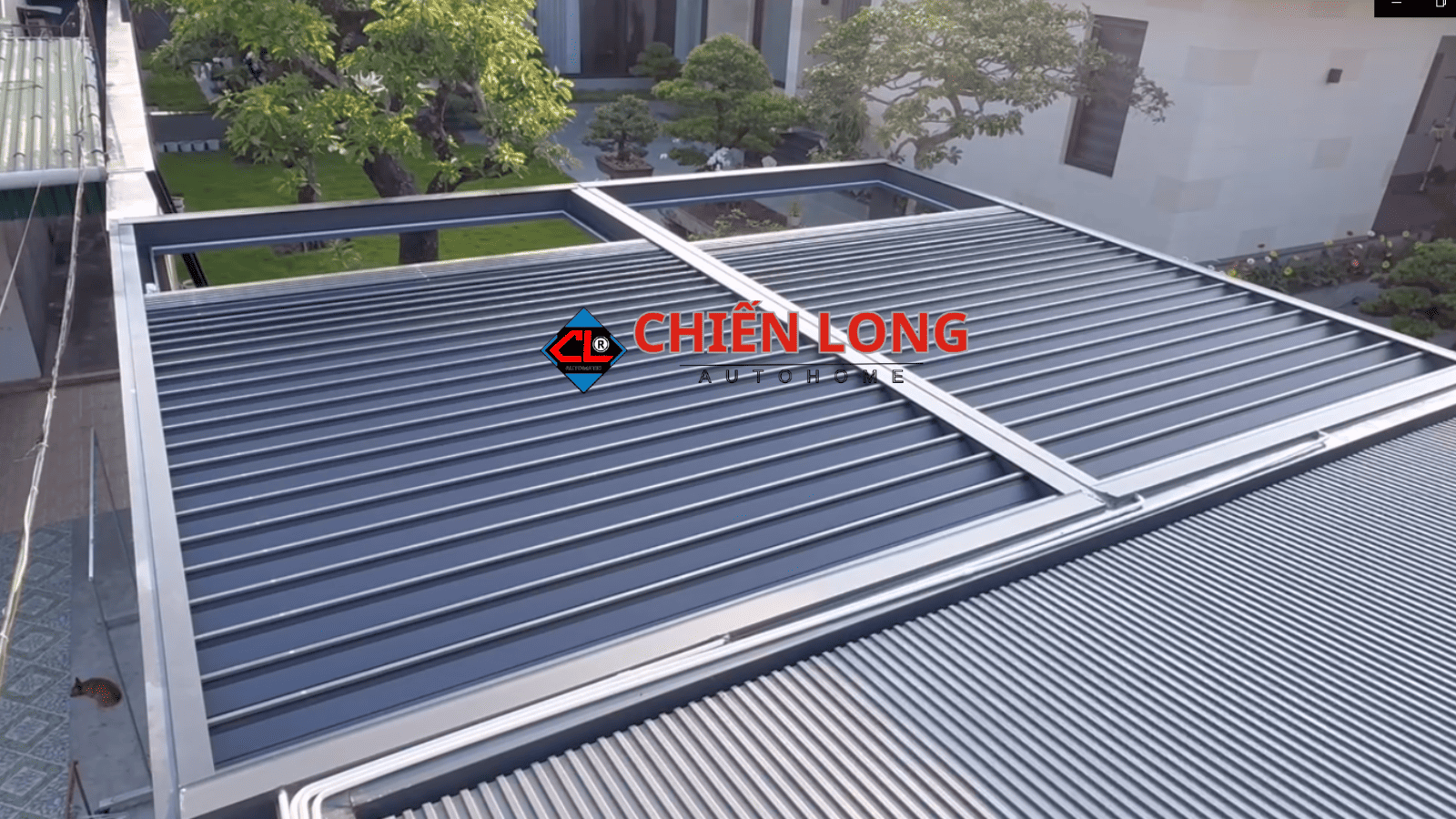 Mái nhôm xếp trượt Ziczac tự động