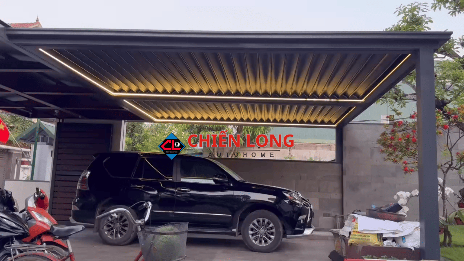 Mái nhôm xếp trượt Ziczac tự động