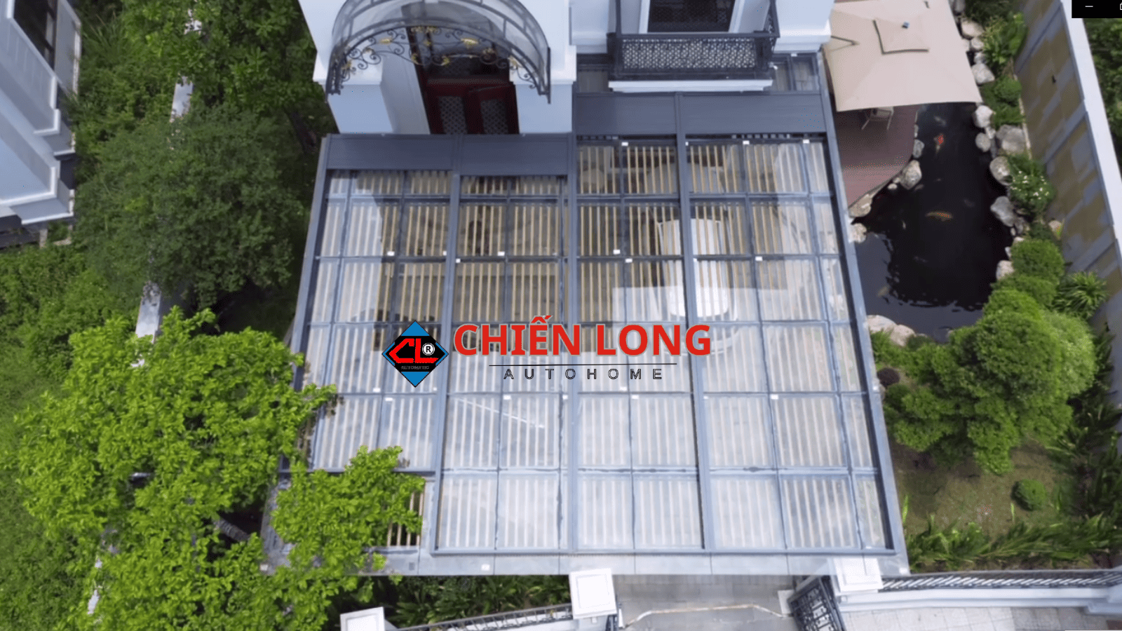 Mái nhôm xếp trượt Ziczac tự động