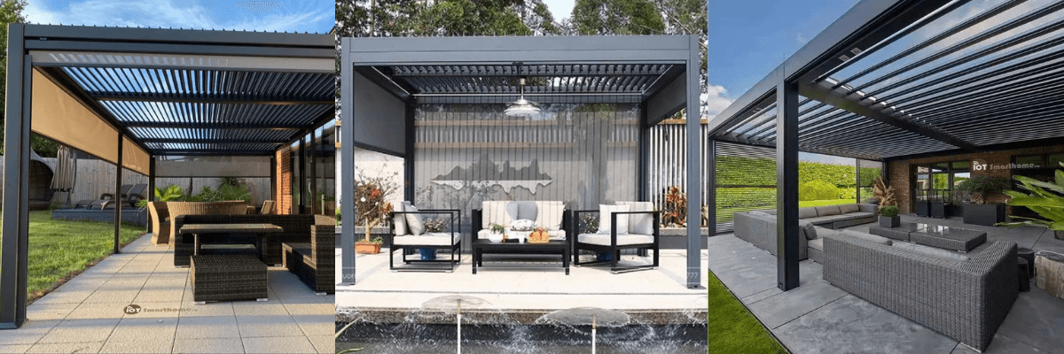 Pergola nhôm hồ bơi resort 5 sao chống mưa tuyệt đối