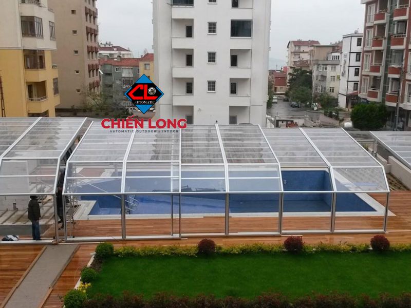 Thi công lắp đặt mái xếp lớp tự động tại Chiến Long
