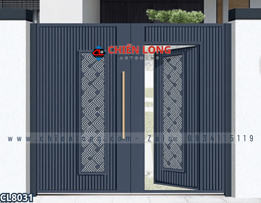 Mẫu cổng sắt hộp 2 cánh sơn tĩnh điện bền đẹp chống gỉ