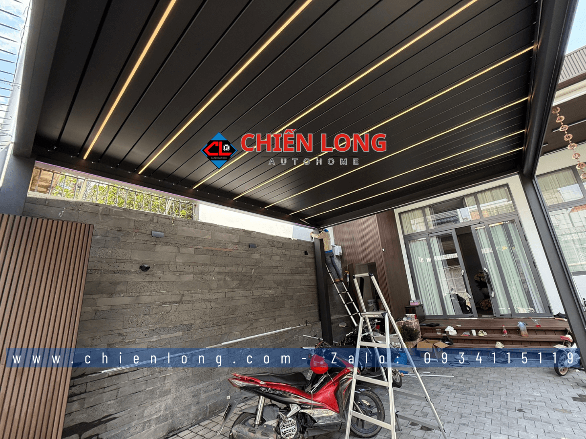 Motor điều khiển mái nhôm xếp lật tự động nhập khẩu vận hành êm ái