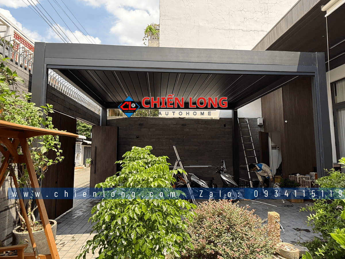 Nhà chòi mái nhôm xếp lật tự động 3.6x3.6m tại Bình Dương
